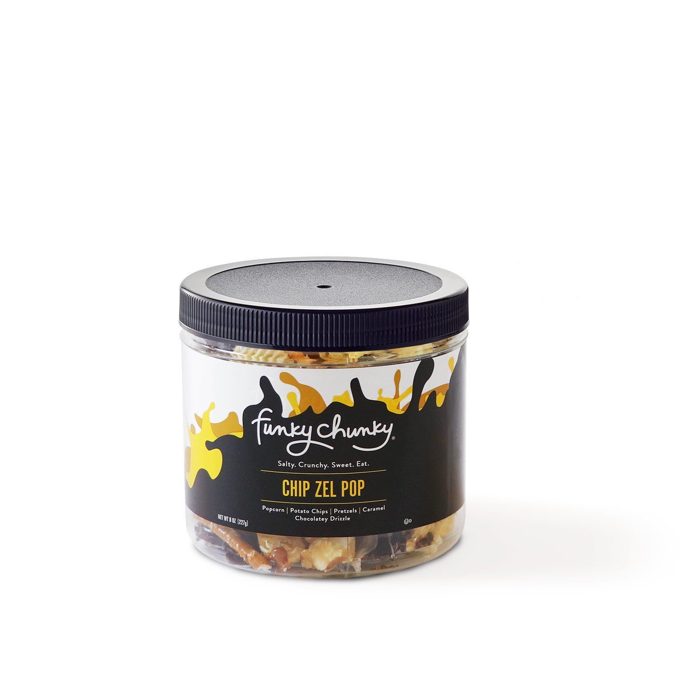 Mini Canisters 8 oz-Re-sealable canister is the perfect size for small client gifts, thank you gifts, a treat for teachers or a snack for you. Each canister contains eight servings (8 oz).-Funky Chunky