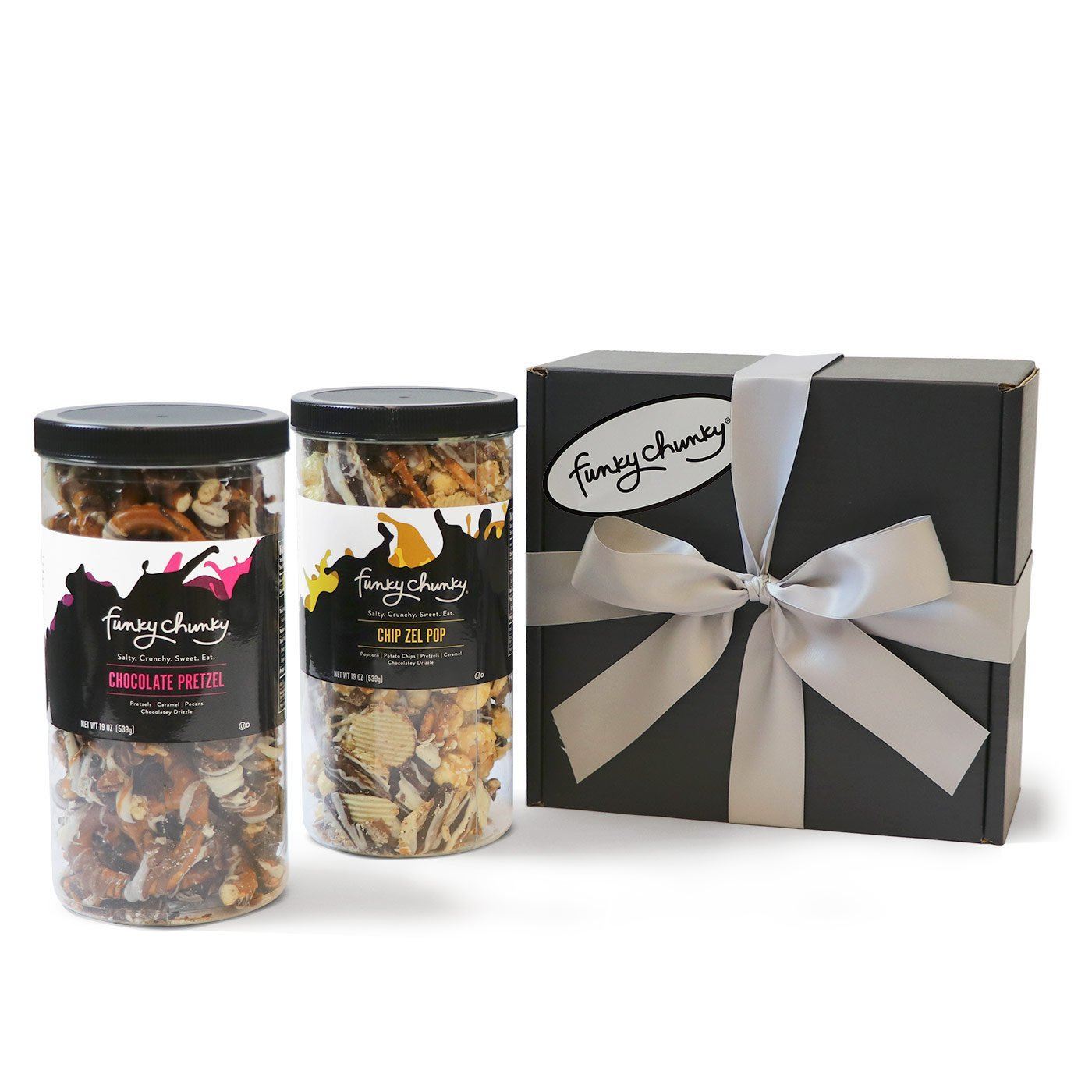 Salty Sweet Duo-Choose your favorite and get two tall canisters of salty and sweet flavors together. A combination that makes for the perfect gift for everyone on your list.-Funky Chunky